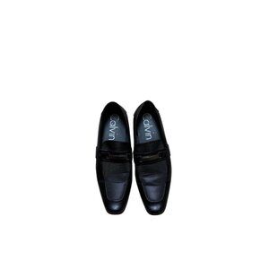 Calvin Klein Mens Loafers Size 9 Black Slip On Dress Shoes Metal Bit